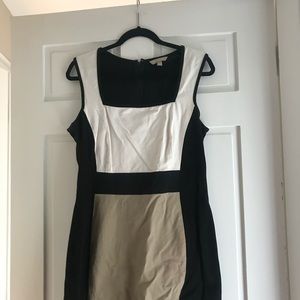 Banana Republic Black, Tan, and White Dress